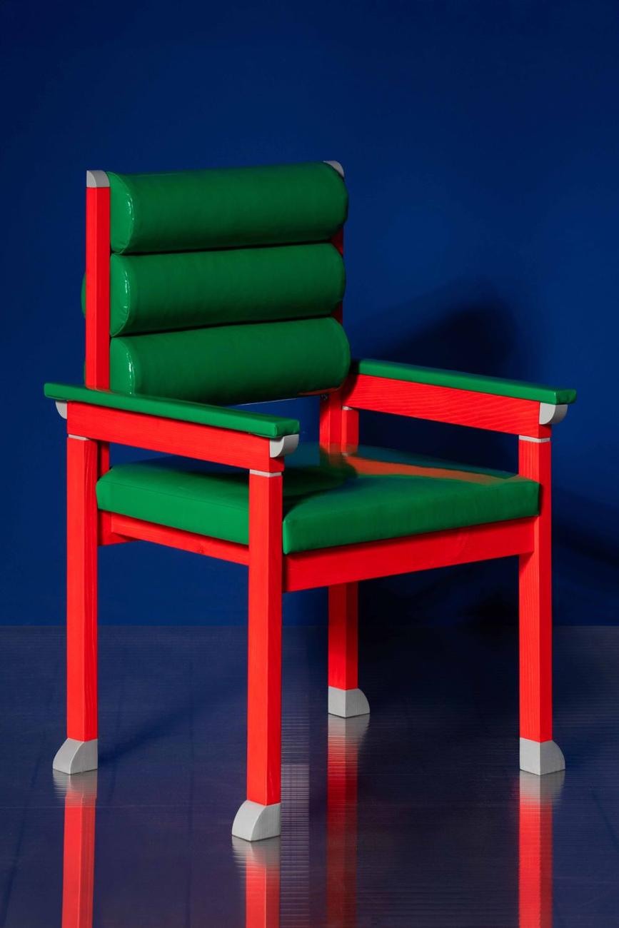 Cornetta, polychrome chair, Polychrome Revival collectible furniture by Continentale