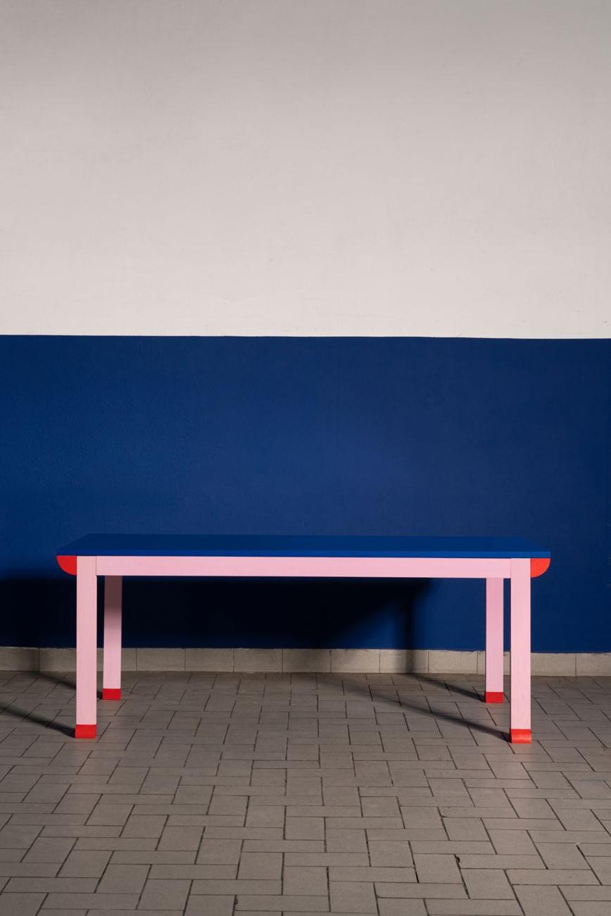 Leonello, polychrome table, Polychrome Revival collectible furniture by Continentale